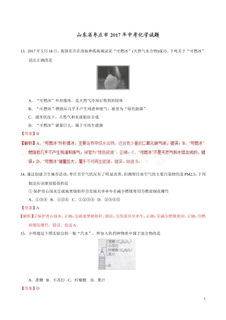 2017年中考真题精品解析 化学（山东枣庄卷）.doc