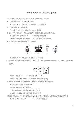 甘肃 天水 2017年中考化学试题.doc