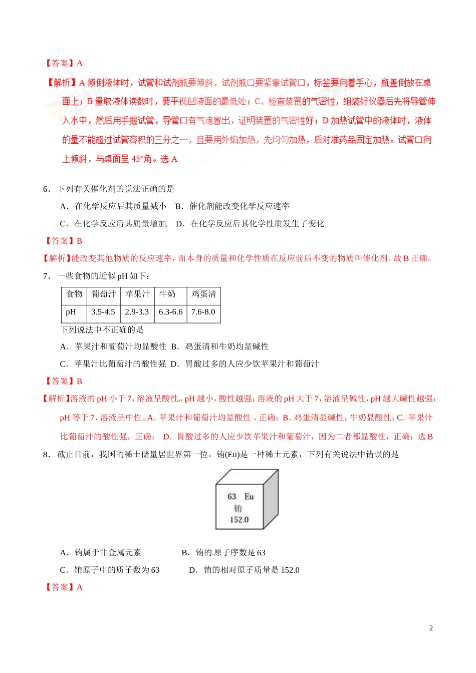 2017年中考真题精品解析 化学（天津卷）.doc_第2页