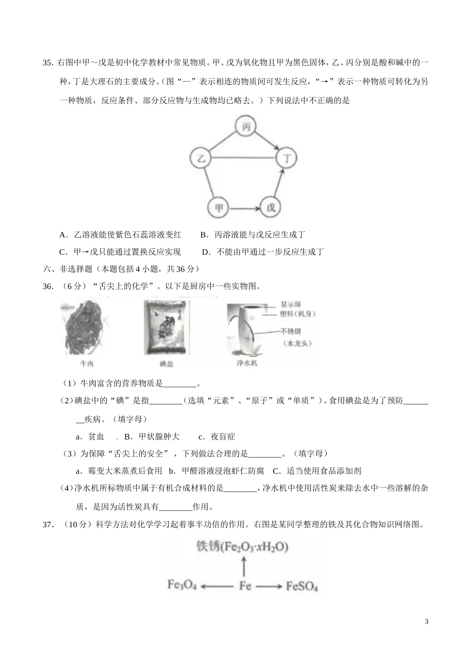 2017年中考真题精品解析 化学（江苏连云港卷）.doc_第3页