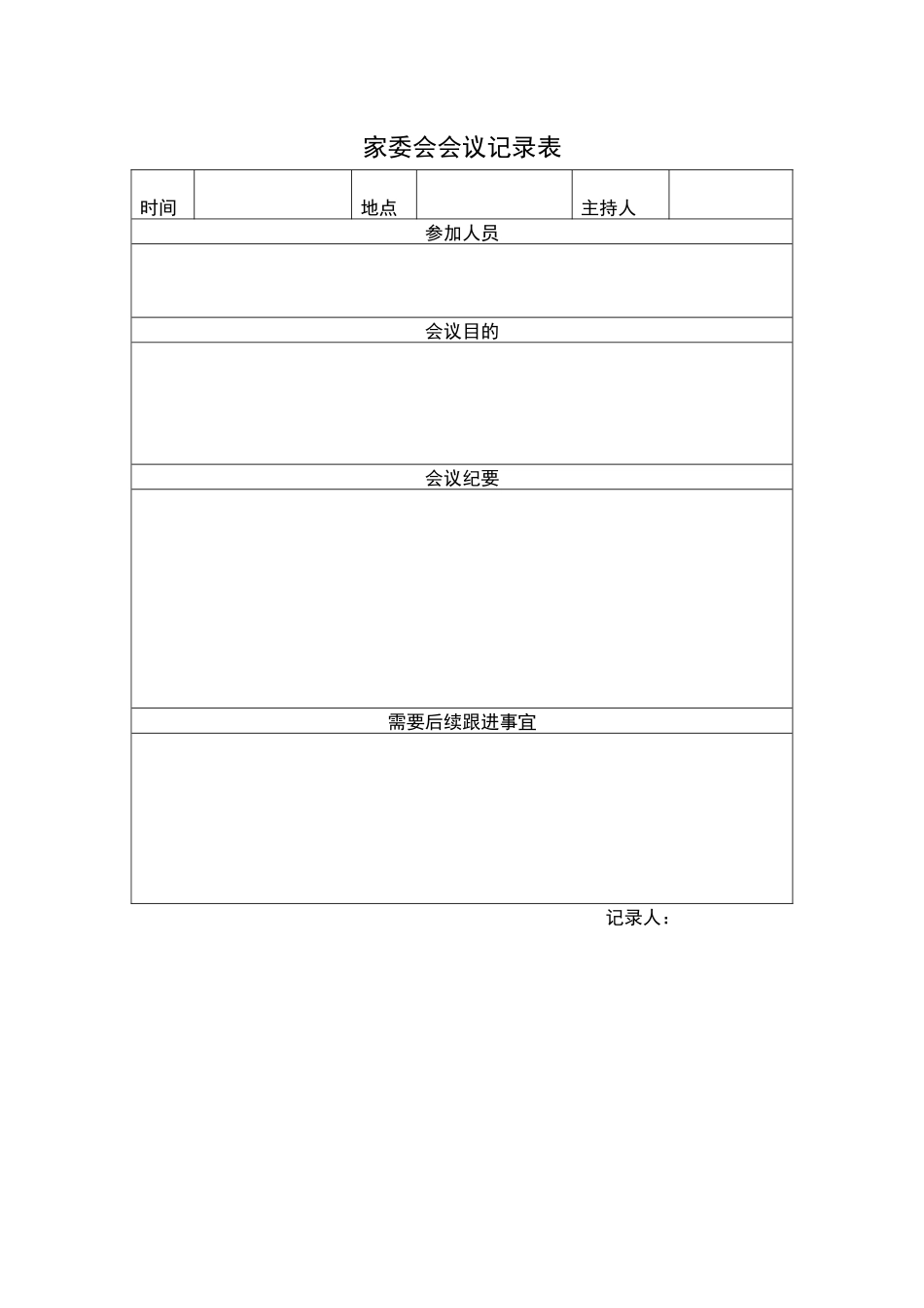 家委会会议记录表.docx_第1页