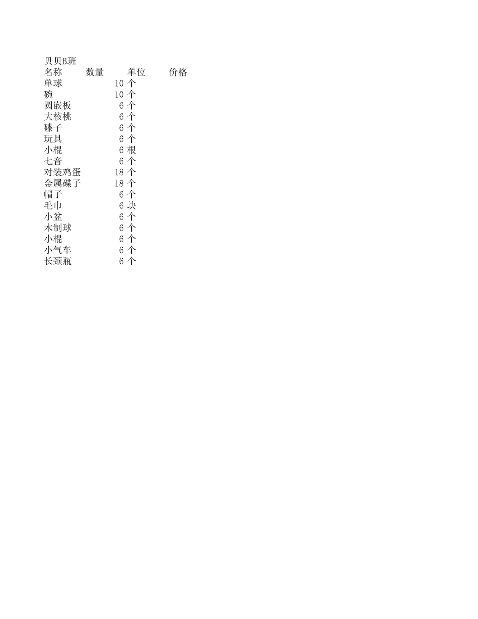 蒙氏教具贝贝B班.xls_第1页