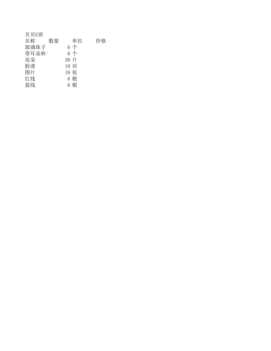 蒙氏教具贝贝E班.xls_第1页