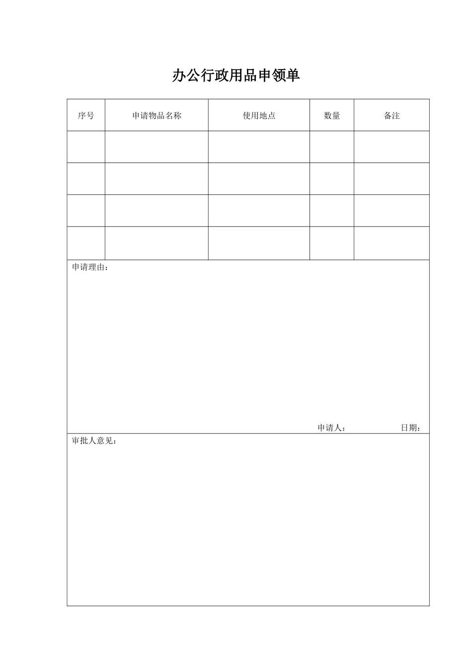 办公行政用品申领单.docx_第1页