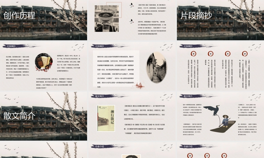经典散文集沈从文《湘行散记》作品导读内容鉴赏分析PPT模板.pptx