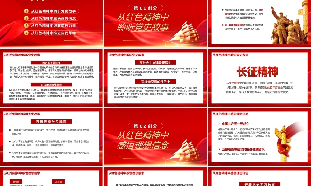 红色党政在党史学习教育中赓续传承红色精神PPT模板.pptx