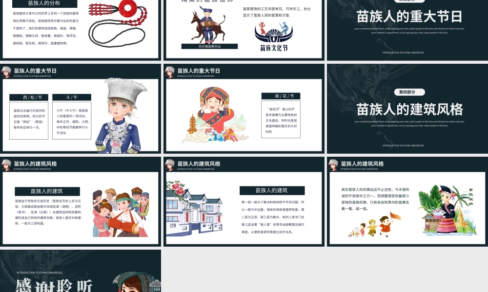 民族介绍苗族工艺节日建筑介绍PPT模板.pptx