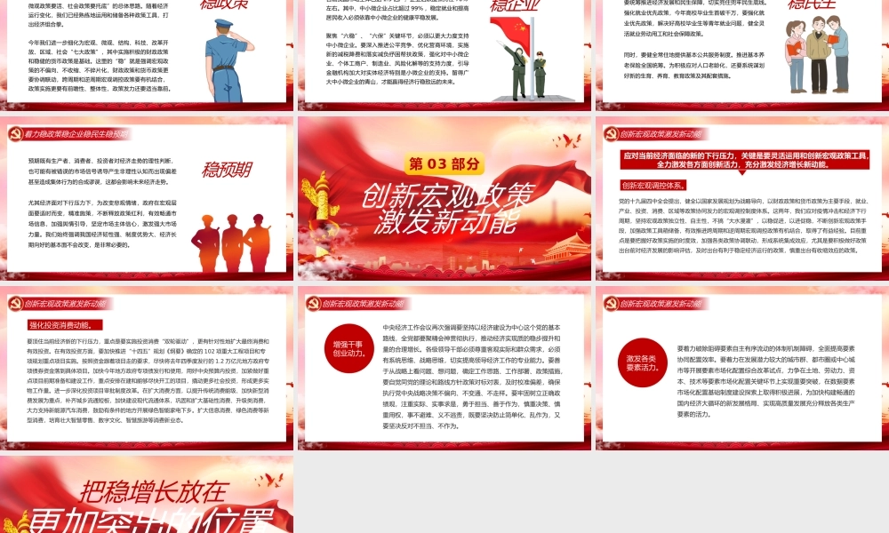 红色党政把稳增长放在更加突出的位置PPT模板党员干部深入学习中央经济工作会议专题党课课件.pptx