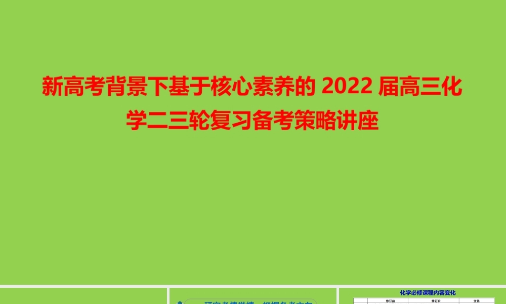 新高考背景下基于核心素养的2022届高三化学二三轮复习备考策略讲座.pptx