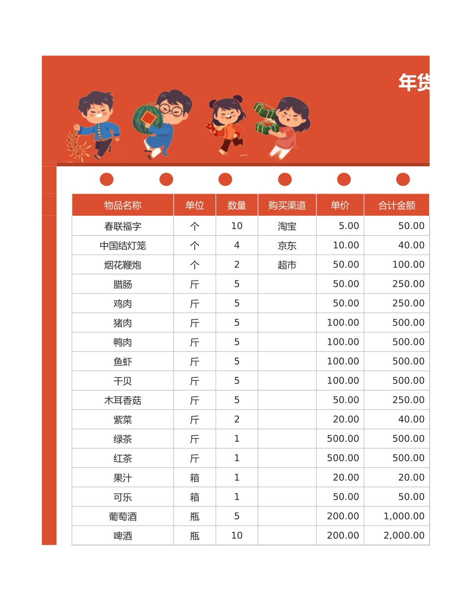 年货必备清单表.xlsx_第1页