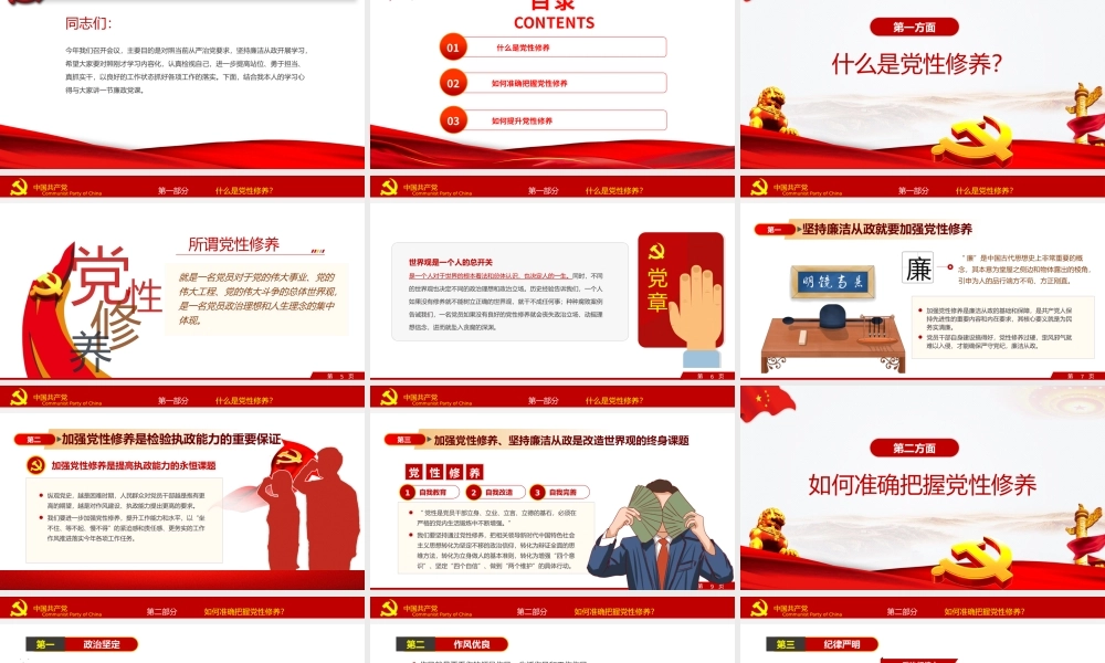 加强党性修养坚持廉洁从政党性教育专题党课PPT课件（带内容）.pptx