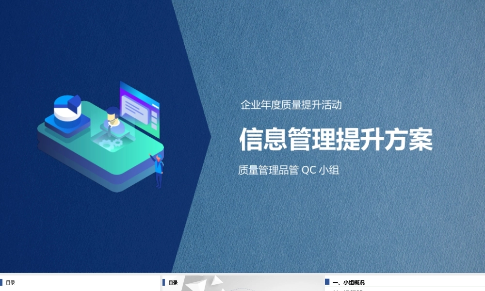 蓝色风QC发布质量管理政务信息报送提升方案PPT课件（带内容）.pptx