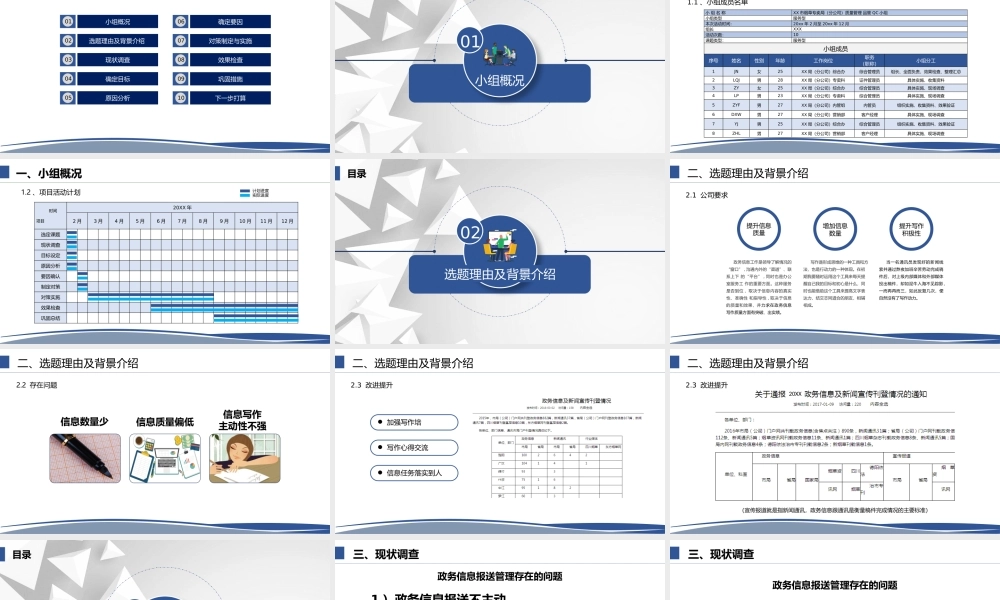 蓝色风QC发布质量管理政务信息报送提升方案PPT课件（带内容）.pptx