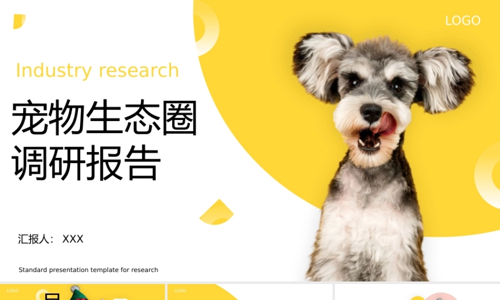 活泼黄色宠物生态圈寄养美容调研报告PPT模板.pptx