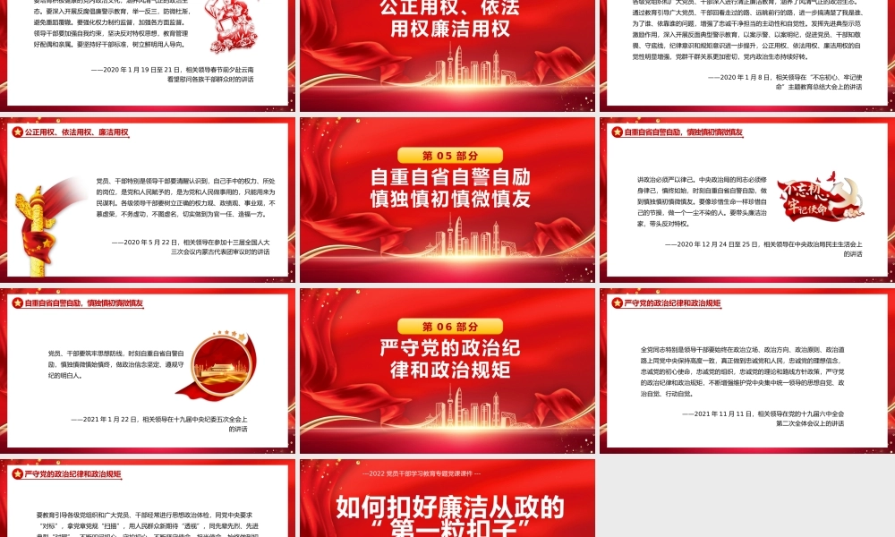 红色党政如何扣好廉洁从政的第一粒扣子党课党建PPT模板.pptx
