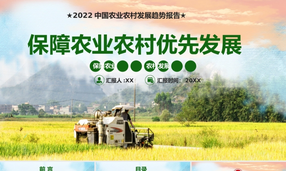 绿色党政保障农业农村优先发展PPT模板.pptx