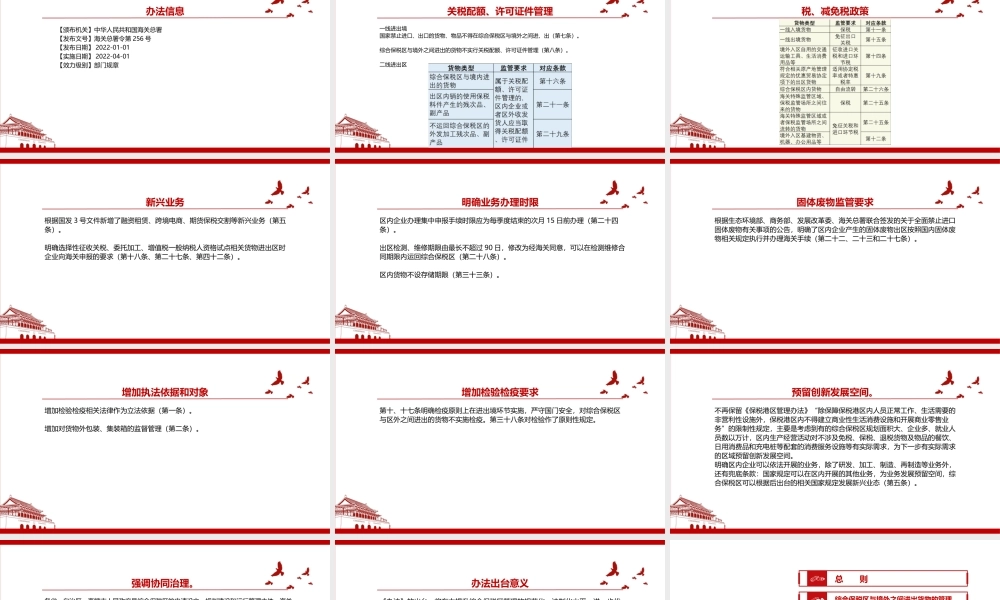 2022《中华人民共和国海关综合保税区管理办法》全文学习材料PPT课件（带内容）.ppt