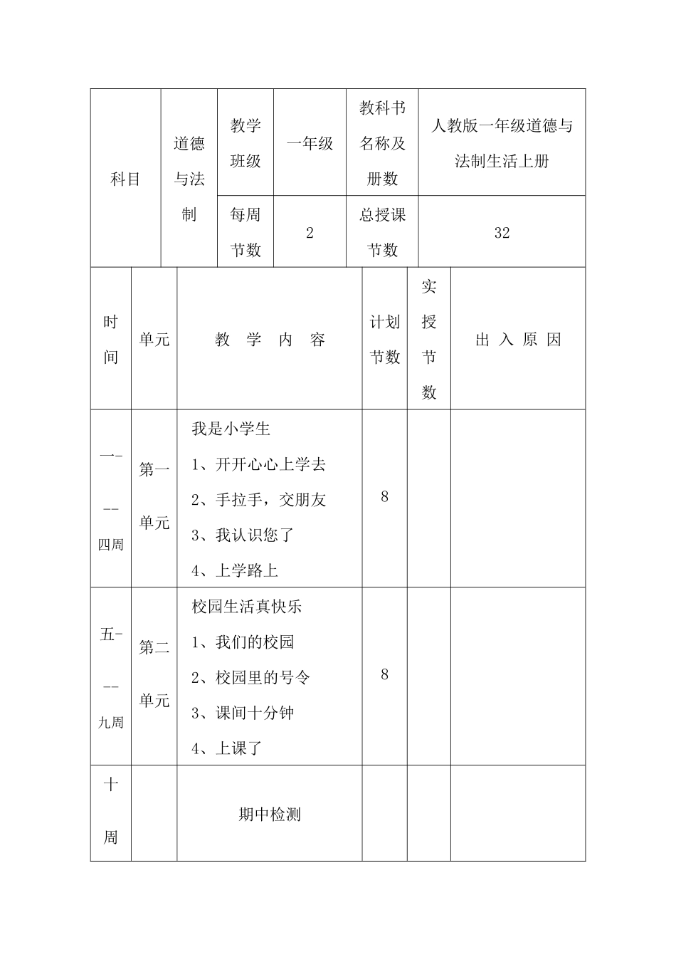2022年人教版一年上册道德与法制全册教案(2017年审定新教材).docx_第2页