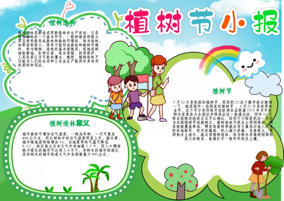 植树节手抄报春天来了春游踏青环保电子小报A4模板.docx_第1页