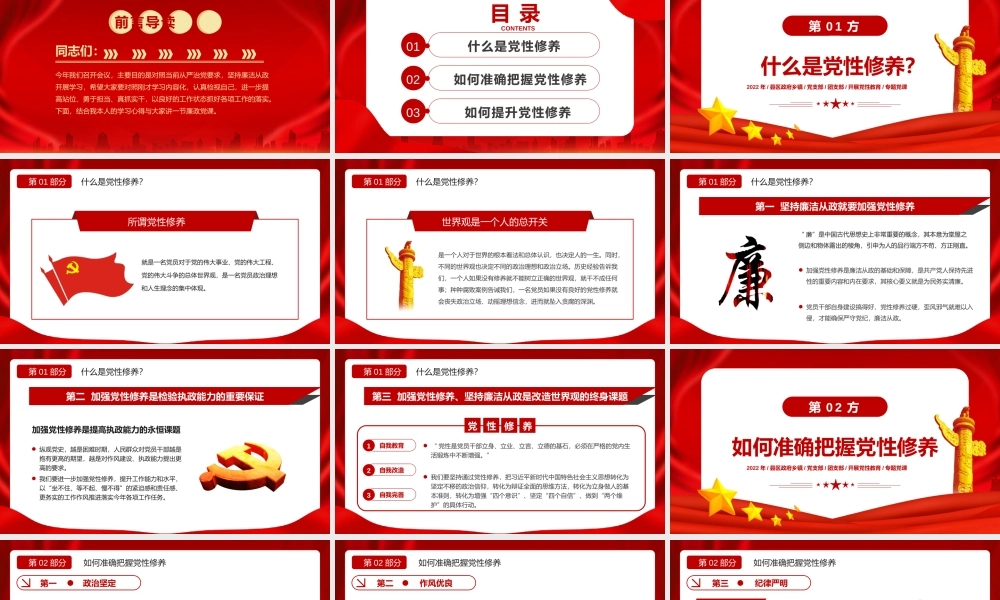 2022加强党性修养坚持廉洁从政PPT模板.pptx