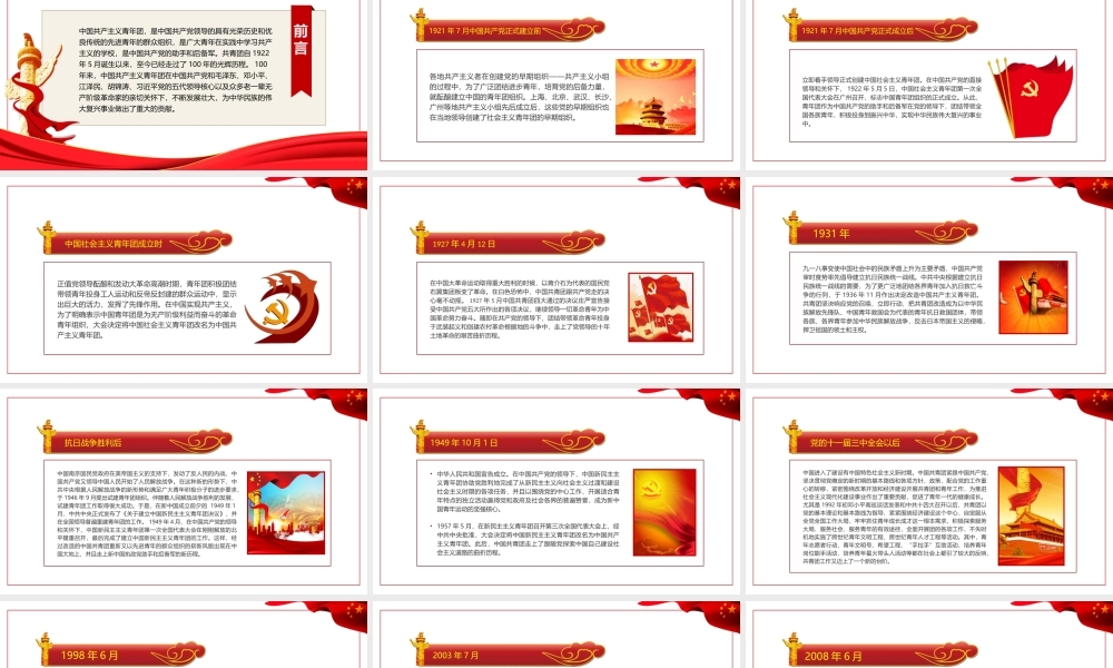 中国共青团发展历史简介-百年共青团建功新时代团史学习团课PPT课件（带内容）.pptx