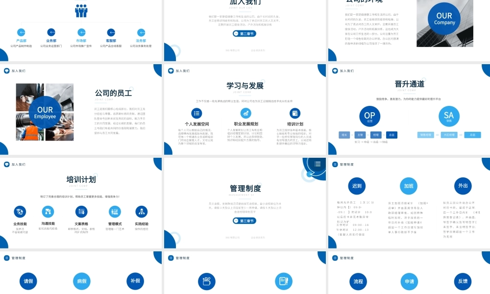 蓝色商务风企业新员工入职培训ppt课件（带内容）.pptx