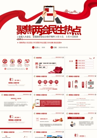 聚焦全国两会民生热点议题PPT模板.pptx