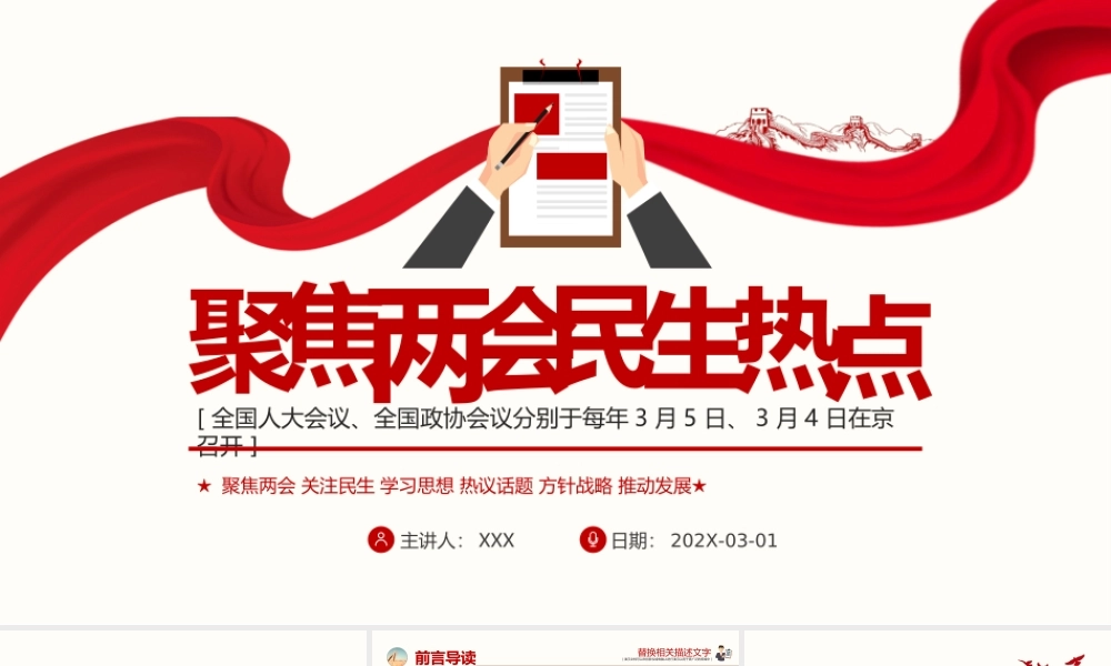 聚焦全国两会民生热点议题PPT模板.ppt