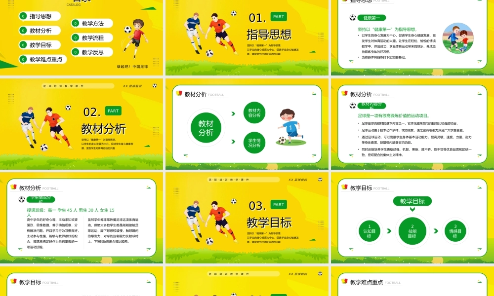 黄色卡通风足球说课知识培训PPT模板.pptx