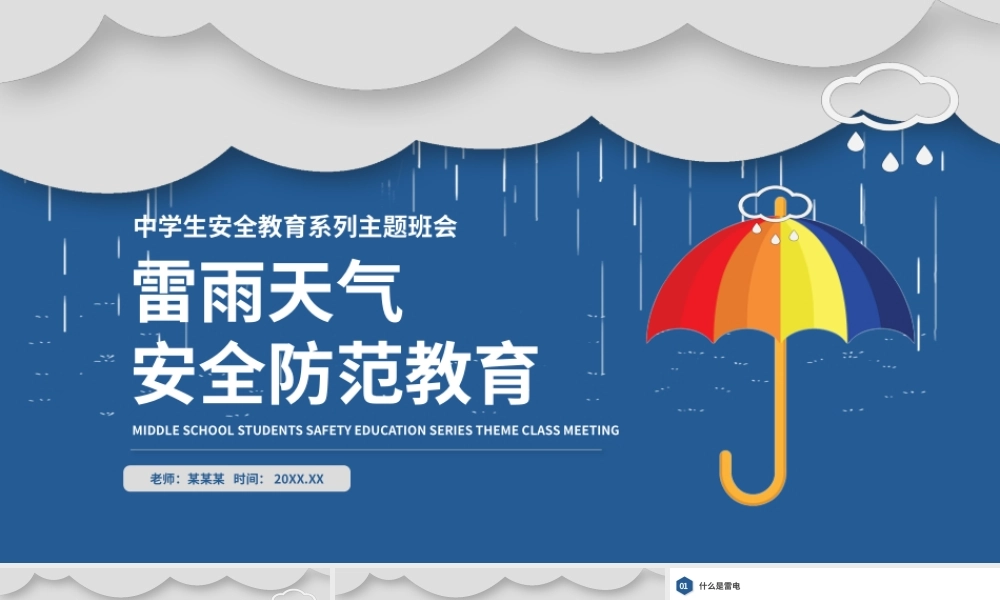 雷雨天气安全防范教育主题班会PPT模板.pptx