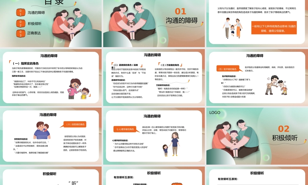 卡通亲子沟通技巧主题课件PPT模板.pptx