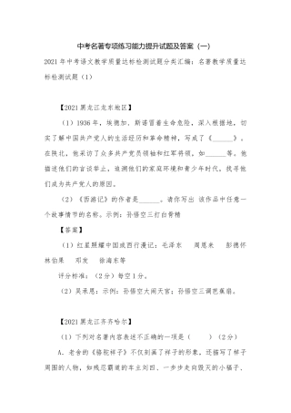 中考名著专项练习能力提升试题及答案（一）.docx