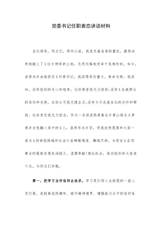 党委书记任职表态讲话材料.docx