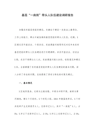 基层“一肩挑”带头人队伍建设调研报告.docx