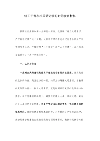 组工干部在机关研讨学习时的发言材料.docx