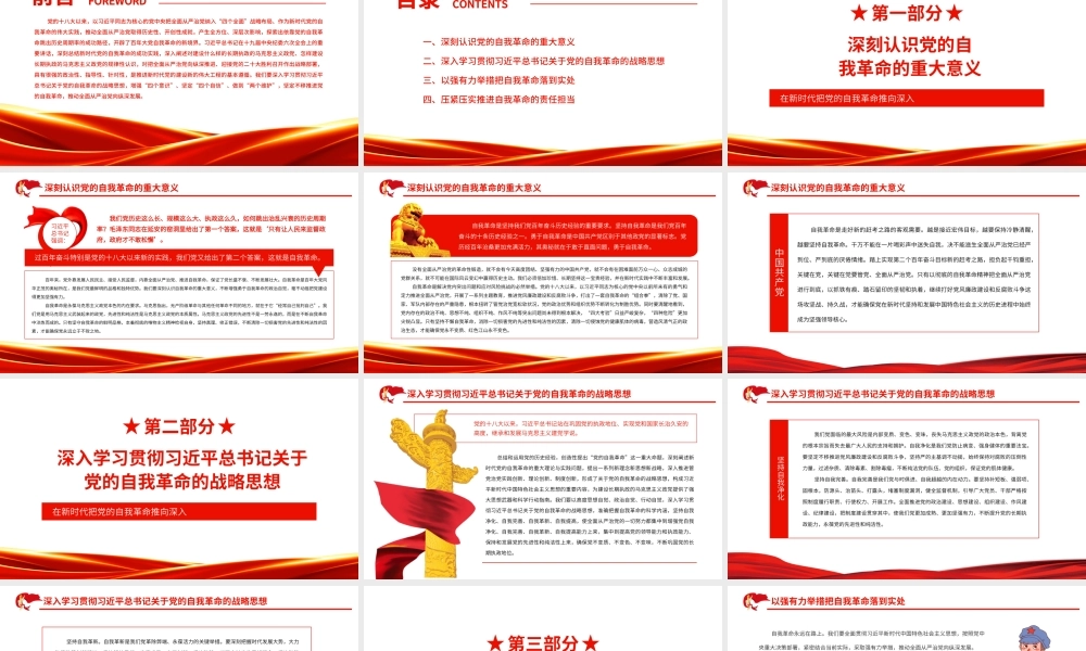 深入学习十九届中央纪委六次全会中央讲话专题党课在新时代把党的自我革命推向深入PPT课件（带内容）.ppt