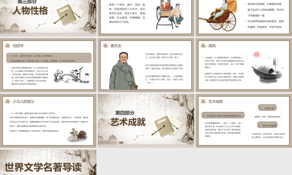 中国风世界文学名著骆驼祥子PPT模板.pptx