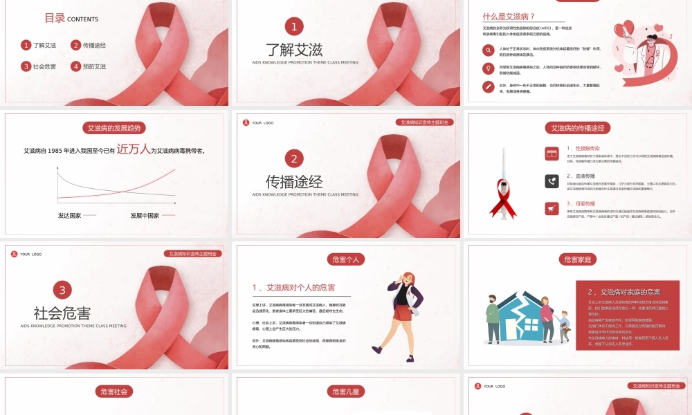 艾滋病知识宣传主题班会PPT课件（带内容）.ppt