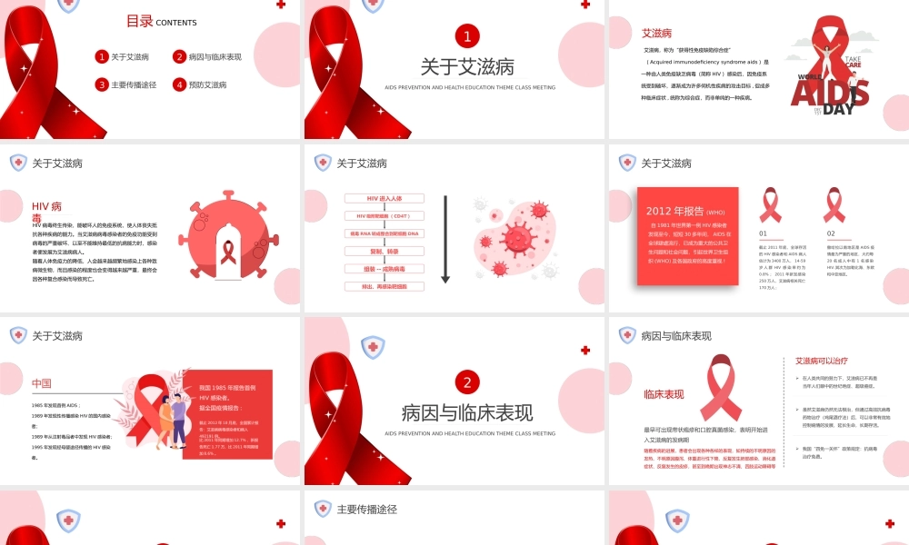 预防艾滋病健康教育主题班会PPT课件（带内容）.pptx