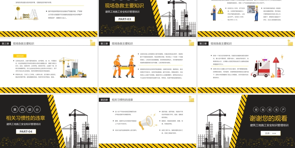 建筑工地施工安全知识管理培训PPT模板.pptx
