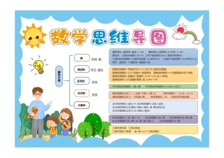 蓝色卡通图形思维导图小报手抄报数学手抄报有字版.pdf