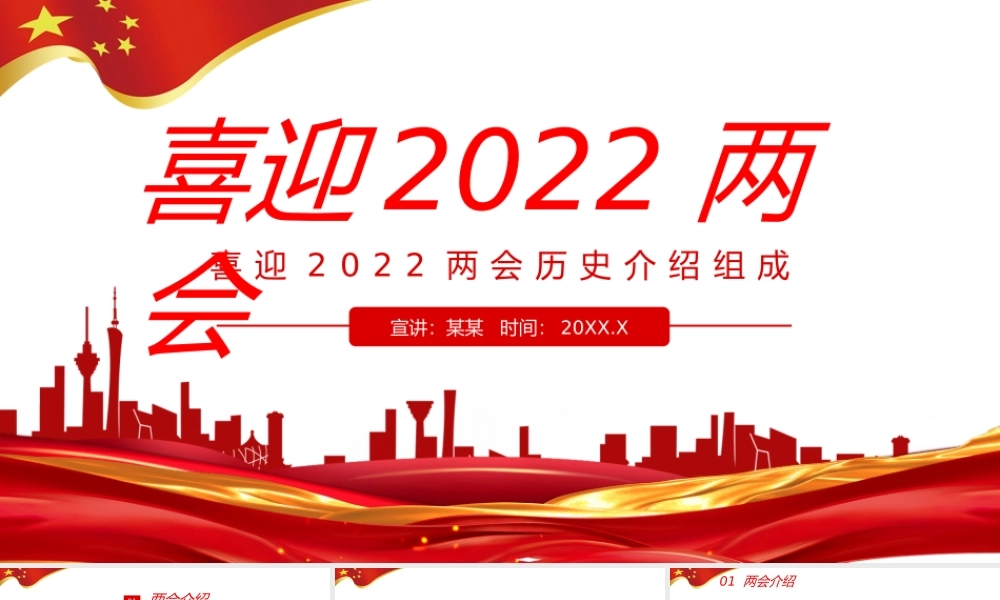 红色喜迎2022两会历史介绍组成动态PPT模板.pptx