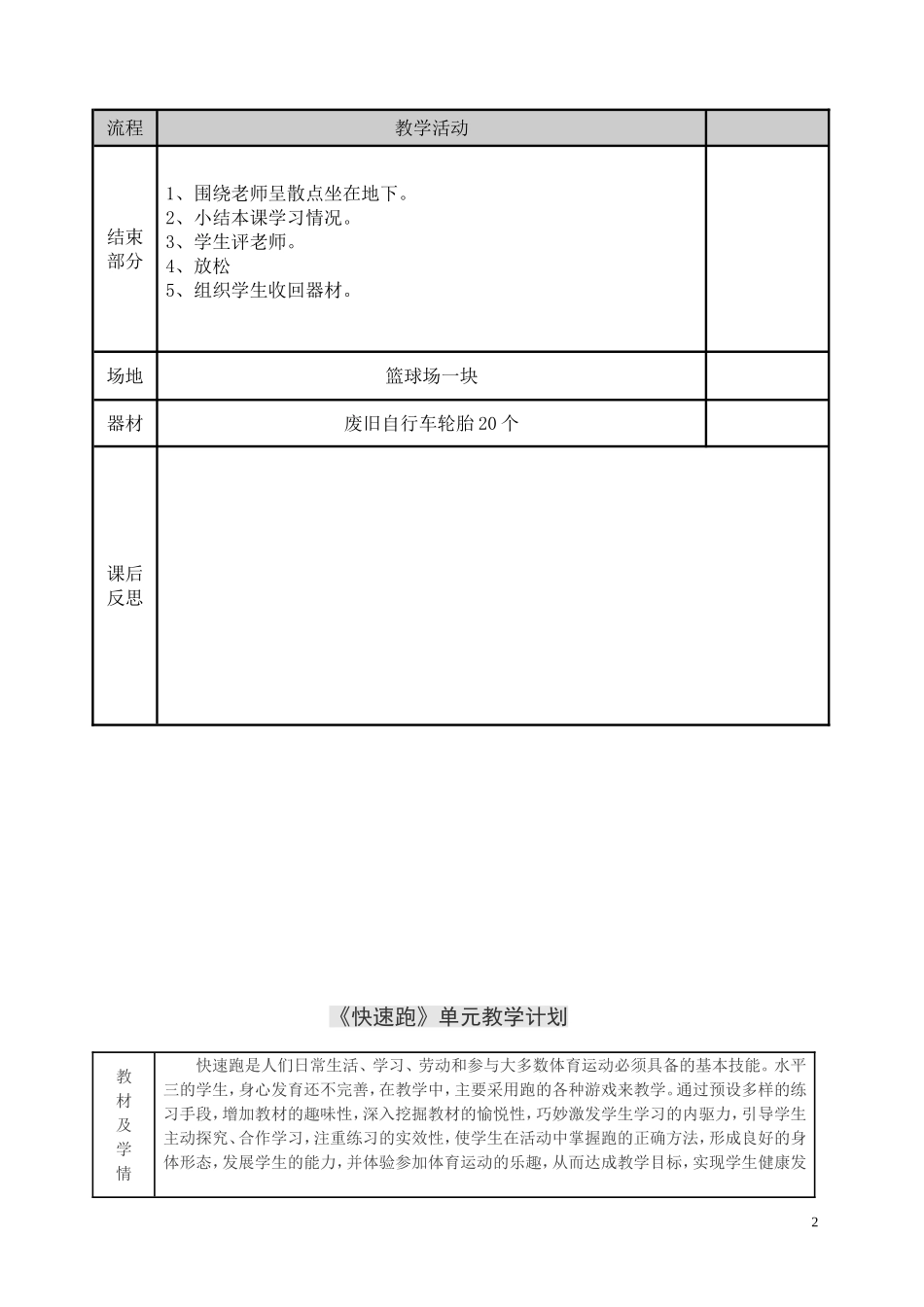 小学五年级体育教学备课教案.doc_第2页