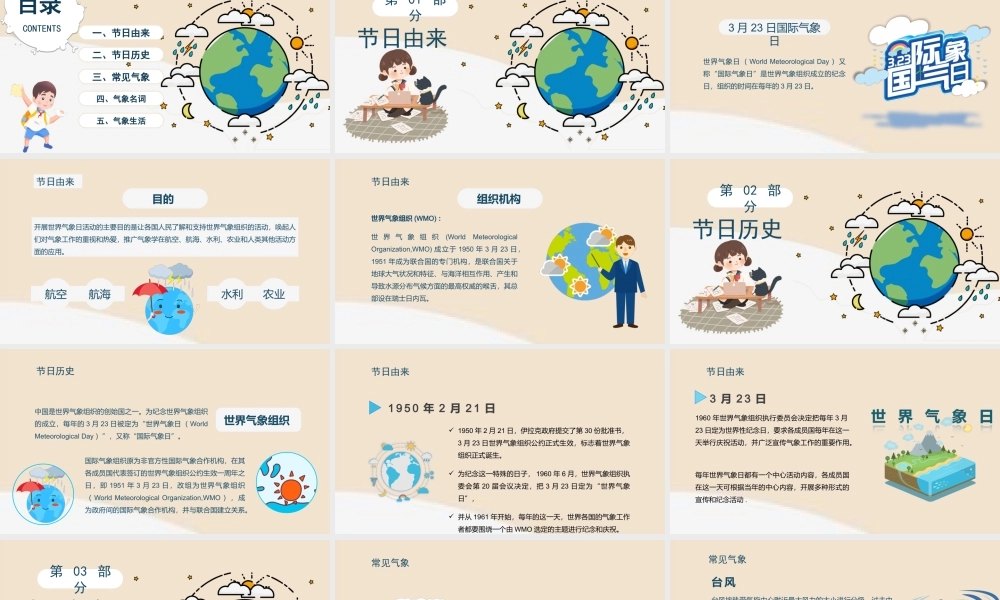 3月23日世界气象日节日介绍宣传PPT课件（带内容）.pptx