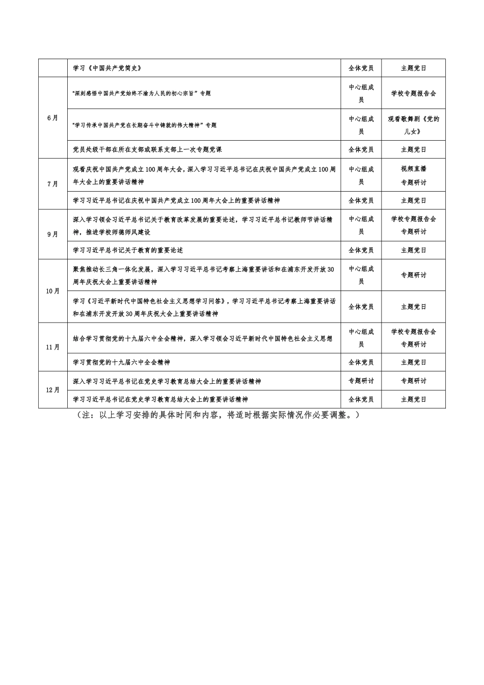 党史学习教育专题学习计划安排表（按月份）.doc_第2页