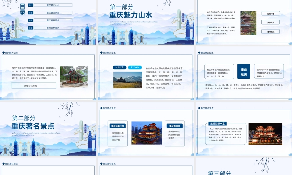 重庆魅力旅游三面临江一面靠山不揽夜景未到重庆PPT课件（带内容）.ppt