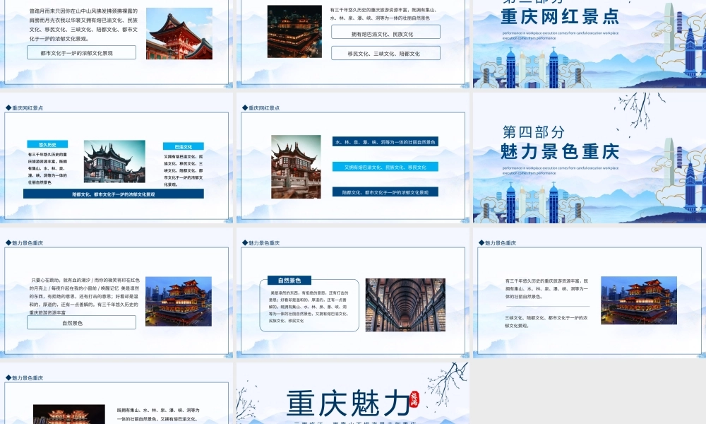 重庆魅力旅游三面临江一面靠山不揽夜景未到重庆PPT课件（带内容）.pptx
