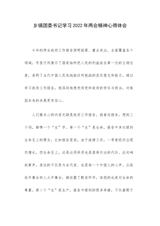 乡镇团委书记学习2022年两会精神心得体会.docx
