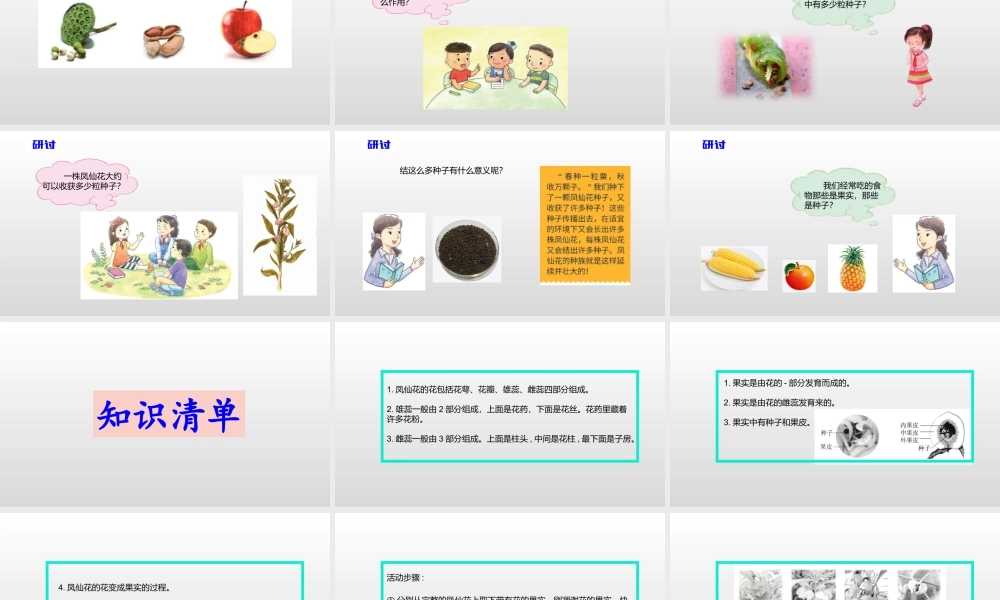 2022年教科版小学四年级下册《科学》第一单元植物的生长变化第6课时种子与果实课件.pptx