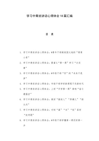 学习中青班讲话心得体会18篇汇编.docx